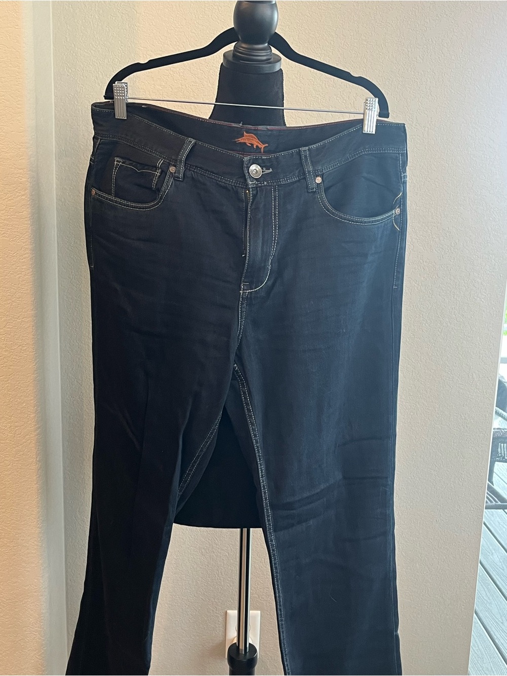 Dark Wash Straight Leg Jeans - Dark Blue